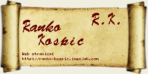 Ranko Košpić vizit kartica